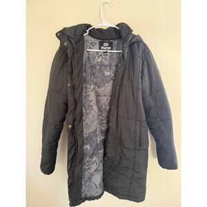 Sherpa Adventure Gear Womens Long Puffer Parka Jacket Coat Size M Black Hooded